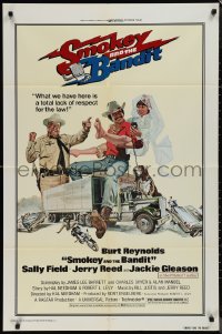 1j2153 SMOKEY & THE BANDIT 1sh 1977 Solie art of Burt Reynolds, Sally Field & Jackie Gleason!