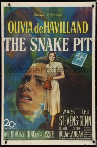 1j2154 SNAKE PIT 1sh 1949 artwork of confused mental patient Olivia de Havilland in asylum!