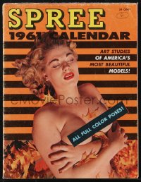 1j0501 SPREE CALENDAR calendar 1961 sexy two-page spreads with beautiful nude models for each month!
