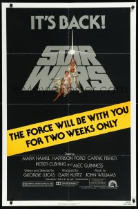 1j2163 STAR WARS NSS style 1sh R1981 George Lucas classic, The Force Will Be With You For Two Weeks Only!