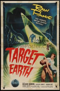 1j2183 TARGET EARTH 1sh 1954 raw panic the screen has never dared reveal, cool sci-fi robot art!