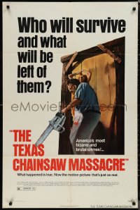 1j2186 TEXAS CHAINSAW MASSACRE 1sh 1974 Hooper cult classic slasher horror, Bryanston 1st release!