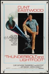 1j2191 THUNDERBOLT & LIGHTFOOT style C 1sh 1974 art of Clint Eastwood with HUGE gun by McGinnis!