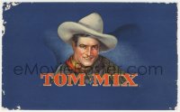 1j0124 TOM MIX 6x10 cigar box label 1920s great artwork of the cowboy western star!