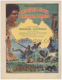 1j0209 COCK-EYED ANIMAL WORLD trade ad 1932 across the wilds of amazing Australia, beyond rare!