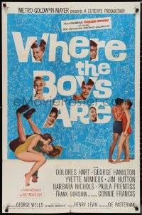 1j2221 WHERE THE BOYS ARE 1sh 1961 sexy Connie Francis, Dolores Hart, Yvette Mimieux & Prentiss!