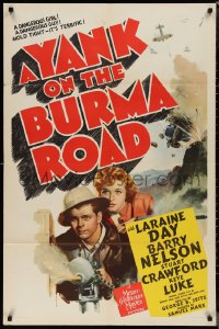 1j2231 YANK ON THE BURMA ROAD 1sh 1942 art of Laraine Day & Barry Nelson with cool gun!