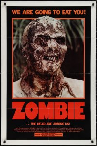 1j2234 ZOMBIE 1sh 1980 Zombi 2, Lucio Fulci classic, gross c/u of undead, we are going to eat you!
