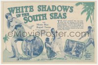 1j0402 WHITE SHADOWS IN THE SOUTH SEAS herald 1928 Raquel Torres & Blue, South Seas love, rare!