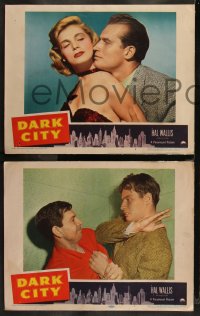 1j1263 DARK CITY 8 LCs 1950 gambler Charlton Heston's first role, sexy Viveca Lindfors, Dean Jagger