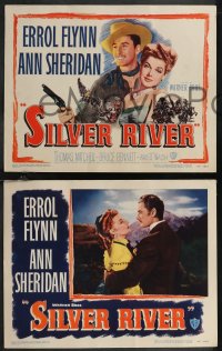 1j1335 SILVER RIVER 8 LCs 1948 cowboy Errol Flynn gambles for his life & sexy Ann Sheridan!