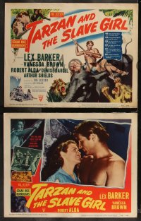 1j1342 TARZAN & THE SLAVE GIRL 8 LCs 1950 great images of Lex Barker w/animals & fighting!
