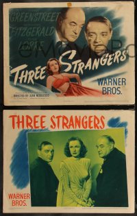 1j1347 THREE STRANGERS 8 LCs 1946 Sydney Greenstreet, Peter Lorre, sexy Geraldine Fitzgerald!