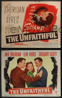 1j1352 UNFAITHFUL 8 LCs 1947 sexy Ann Sheridan, Lew Ayres, Zachary Scott, love triangle film noir!