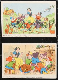 1j0098 SNOW WHITE & THE SEVEN DWARFS 9 German promo cards 1950 Disney, color images w/info on back!