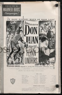 1j1706 ADVENTURES OF DON JUAN pressbook 1949 dashing Errol Flynn, Viveca Lindfors, ultra rare!