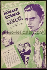 1j1716 BULLDOG DRUMMOND pressbook 1929 detective Ronald Colman, beautiful Joan Bennett, very rare!