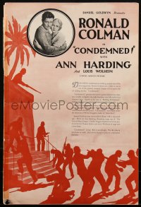 1j1720 CONDEMNED pressbook 1929 Ronald Colman & pretty Ann Harding in South America, ultra rare!