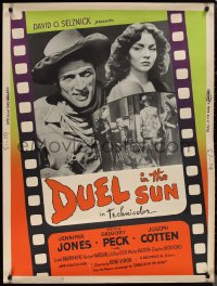 1k0871 DUEL IN THE SUN 30x40 R1954 Jennifer Jones, Gregory Peck & Joseph Cotten in King Vidor epic!