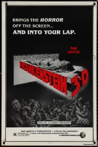 1k1084 ANDY WARHOL'S FRANKENSTEIN 1sh R1980s cool 3D art of near-naked girl coming off screen!