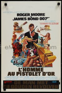 1k0330 MAN WITH THE GOLDEN GUN Belgian 1974 art of Roger Moore as James Bond by Robert McGinnis!