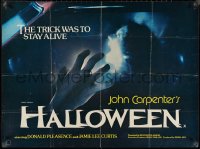 1k0442 HALLOWEEN British quad 1979 Carpenter classic, different image of Nancy Kyes attacked!