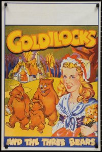 1k0114 GOLDILOCKS & THE THREE BEARS stage play English double crown 1930s art of lead & bears!