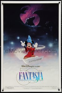 1k1164 FANTASIA DS 1sh R1990 Mickey from Sorcerer's Apprentice & Chernabog from Night on Bald Mountain!