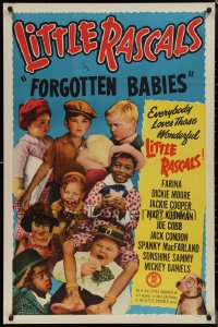 1k1175 FORGOTTEN BABIES 1sh R1952 Our Gang, Spanky, Farina, Buckwheat, Jackie Cooper, Dickie Moore