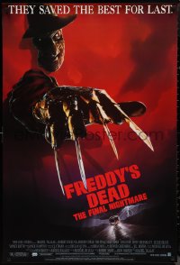1k1177 FREDDY'S DEAD 1sh 1991 great art of Robert Englund as Freddy Krueger!