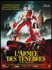1k0398 ARMY OF DARKNESS French 16x21 1992 Sam Raimi, great art of Bruce Campbell w/chainsaw hand!
