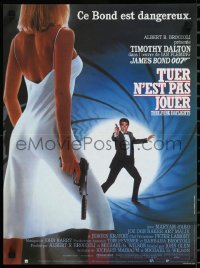 1k0410 LIVING DAYLIGHTS French 15x20 1987 Tim Dalton as James Bond & sexy Maryam d'Abo w/gun!