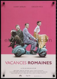 1k0417 ROMAN HOLIDAY French 17x23 R2013 Audrey Hepburn & Gregory Peck, Albert riding on Vespa!