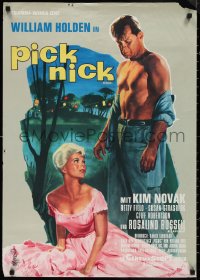1k0385 PICNIC German R1962 great Rehak artwork of William Holden & short-haired Kim Novak!