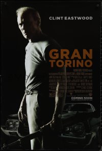 1k1199 GRAN TORINO advance DS 1sh 2008 great image of angry Clint Eastwood w/rifle & famous car!