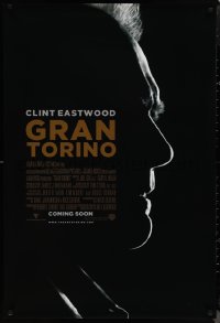 1k1198 GRAN TORINO advance DS 1sh 2008 cool shadowy silhouette profile of Clint Eastwood!