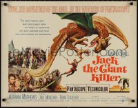 1k0917 JACK THE GIANT KILLER 1/2sh 1962 cool fantasy art of massive dragon carrying Kerwin Mathews!