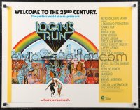 1k0921 LOGAN'S RUN int'l 1/2sh 1976 art of Michael York & Jenny Agutter running away by Charles Moll!