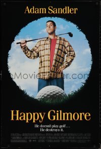 1k1211 HAPPY GILMORE DS 1sh 1996 great image of Adam Sandler, he doesn't play, he destroys golf!