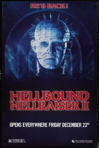 1k1219 HELLBOUND: HELLRAISER II teaser 1sh 1988 Clive Barker, close-up of Pinhead, he's back!