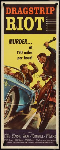 1k0983 DRAGSTRIP RIOT insert 1958 murder at 120 miles per hour, classic biker gang art, ultra rare!
