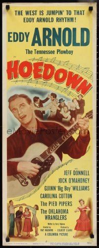 1k0992 HOEDOWN insert 1950 Jeff Donnell, Jock Mahoney, Tennessee Plowboy Eddy Arnold playing guitar!