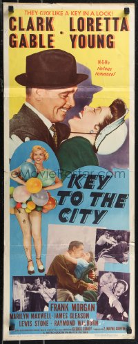 1k1010 KEY TO THE CITY insert 1950 romantic close-up of Clark Gable & Loretta Young!