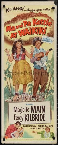 1k1017 MA & PA KETTLE AT WAIKIKI insert 1955 Marjorie Main, Percy Kilbride, Lori Nelson, Hawaii!
