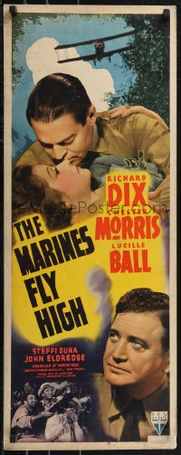 1k1019 MARINES FLY HIGH insert 1940 art of Lucille Ball, Richard Dix & Chester Morris, ultra rare!