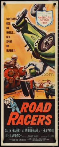 1k1041 ROADRACERS insert 1959 great American Grand Prix race car crash art, ultra rare!