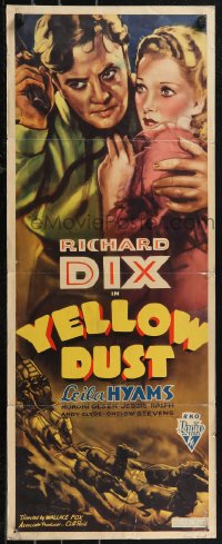 1k1071 YELLOW DUST insert 1936 Richard Dix & pretty Leila Hyams in great Nevada gold rush!