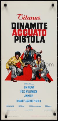 1k0727 THREE THE HARD WAY Italian locandina 1974 art of Jim Brown, Fred Williamson & Jim Kelly!