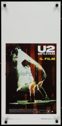 1k0728 U2 RATTLE & HUM Italian locandina 1988 great image of rockers Bono & The Edge performing on stage!