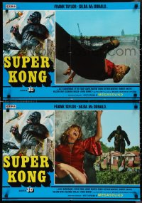 1k0752 APE set of 6 Italian 19x27 pbustas 1977 border art of Super Kong holding girl over city!